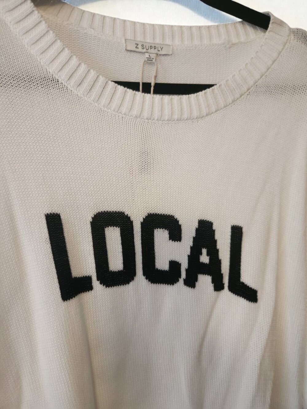✨ Z Supply LOCAL Sweater Large NWT Cream Lightweight Graphic ✨ - Picture 6 of 11